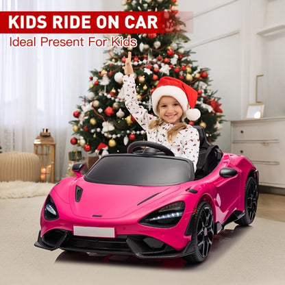 12V Kids Ride On Car Electric Vehicle with Hydraulic Doors Remote Control LED Lights MP3 Player 3 Speeds Smooth Start Birthday Christmas Gift Boys Girls