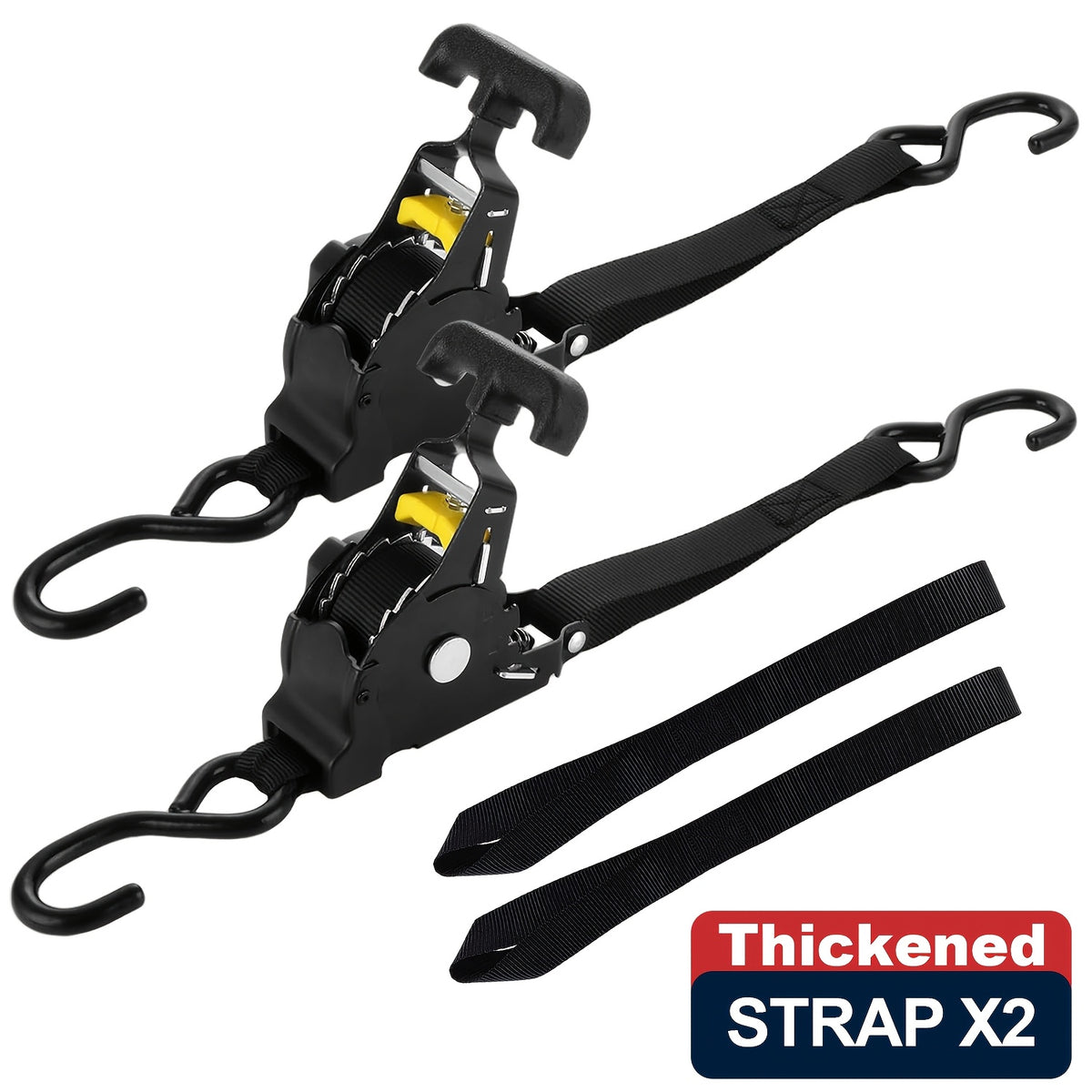 Set of 2pcs Retractable Ratchet Tie-Down Straps, Featuring Automatic Self-Locking Mechanism, High-Density Oxford Fabric Webbing, And Automatic Webbing Retraction. Suitable for Securing Cargo on Trucks, Trailers, Motorcycles, Appliances