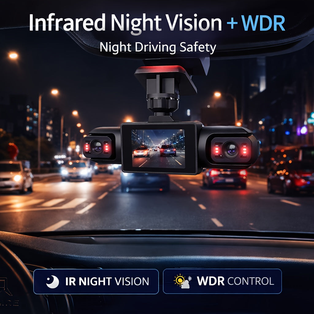 4-Camera 1080P Dash Cam, 360° Recording, 3.6" Clear IPS Screen, Night Vision/WDR, Parking Detection, Easy Mount