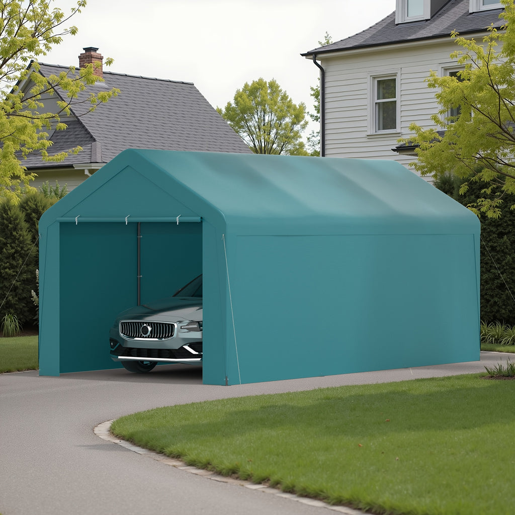 Carport Tent Car Ports Party Tent Heavy Duty Car Tent Car Shelter 10x20 Portable Garage Metal Storage Shelter Outdoor Event Tent Sun Shade with Removable Sidewalls & Doors, 230g Water-resistant PE Cover