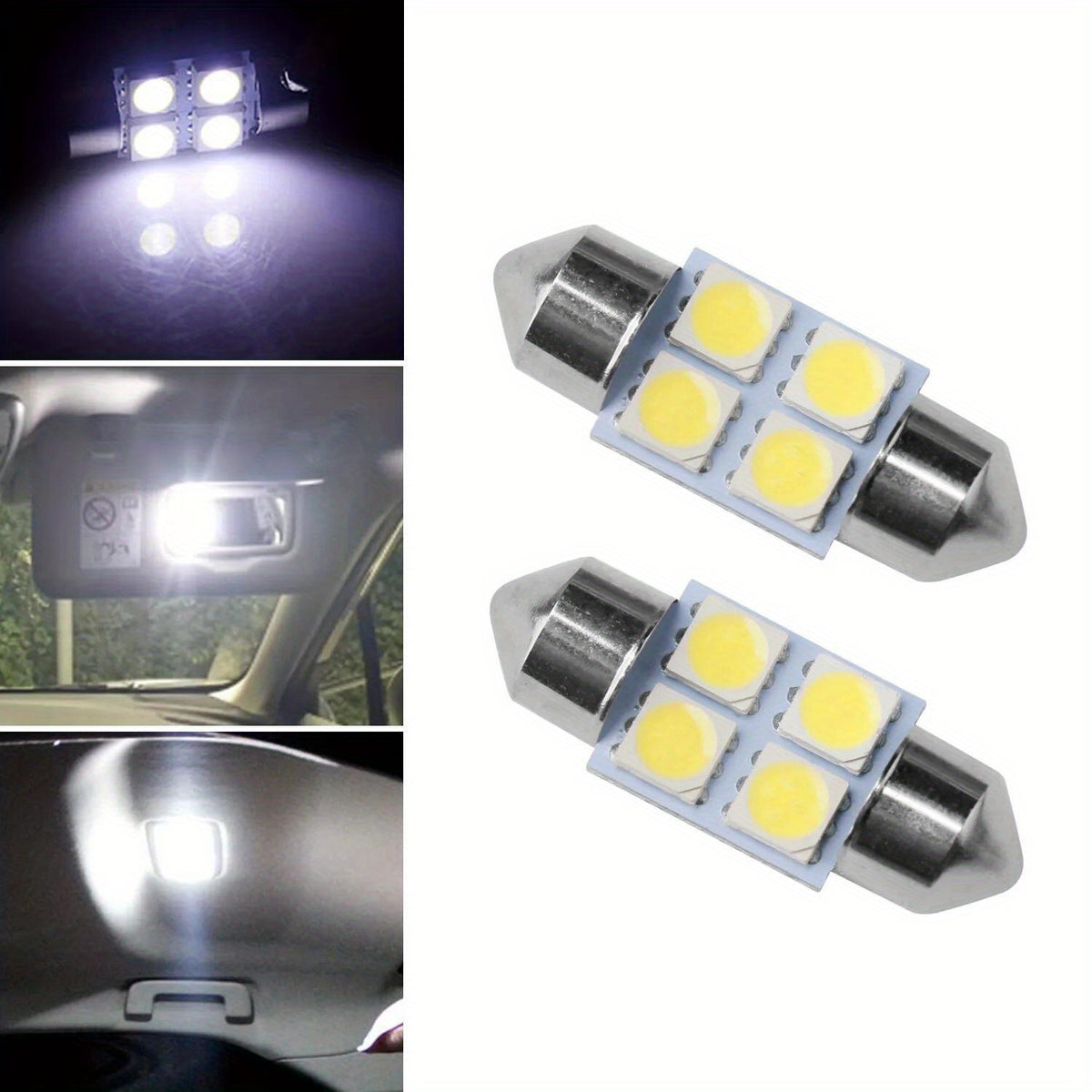 56PCS Car LED Combination Set 12V-T10 Width Indicator Dual Pointed Reading Light, Car Interior Combination LED Map Dome Luggage License Plate Indoor Light Bulb