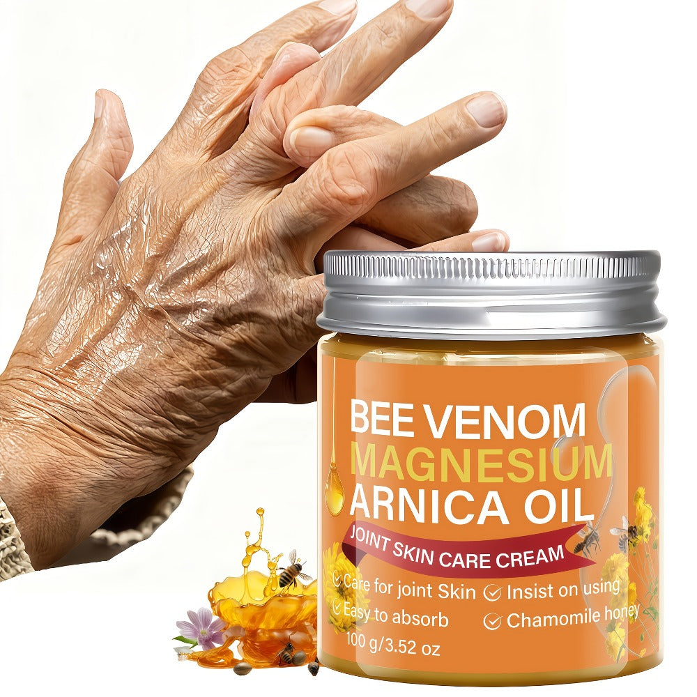 Bee Venom Magnesium Massage Cream 100g – Camellia Oil Shea Butter Glycerin Moisturizing Firming Body Cream for Back Knees Elbows Lightweight Nourishing Skin Comfort Body Care All Skin Types