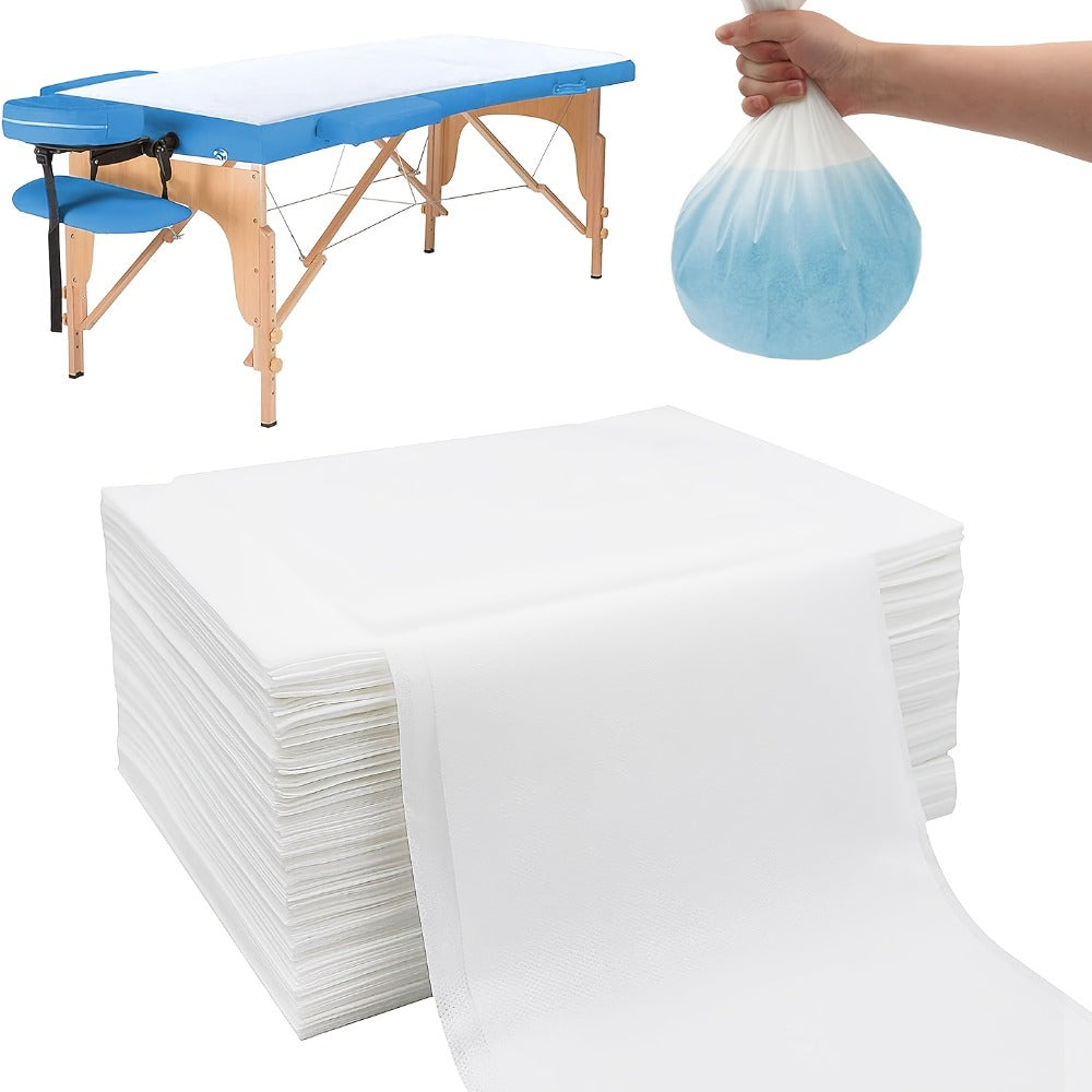 Disposable Massage Table Sheets 100-Pack Non-Woven Spa Bed Cover – Stain-Resistant Single-Use Table Liner for Massage Therapists, Estheticians, Tattoo Artists & Salons, White or Pink