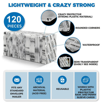 Trading Card Shipping Protectors 60/120/510 Count 3.5x4.5 Inch – Premium Rigid Plastic Card Mailer Inserts for Sports Cards, TCG & Collectible Card Packaging