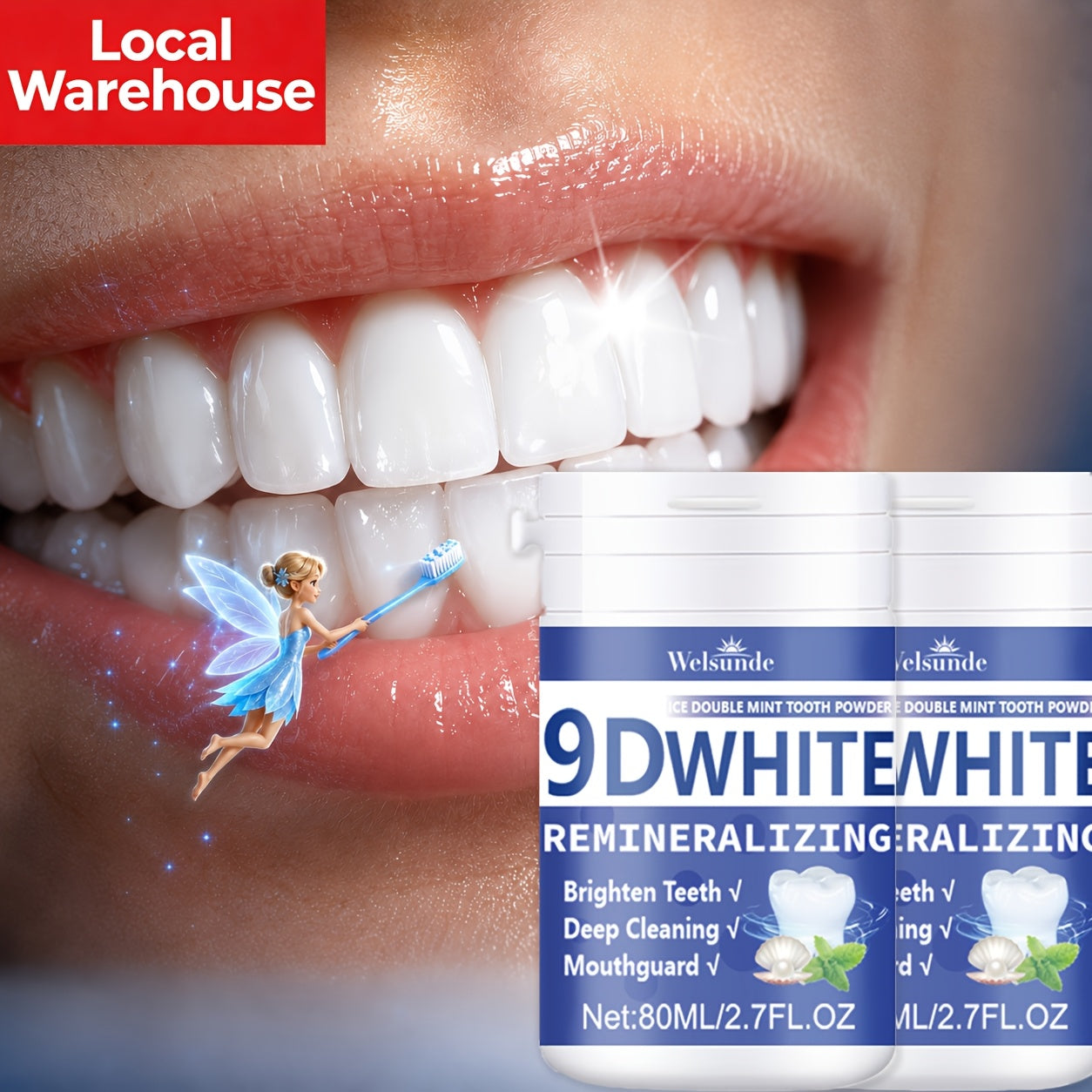 Hydroxyapatite Tooth Powder 2-Pack Remineralizing Fluoride-Free Deep Cleaning Whitening Mint Toothpowder for Sensitive Teeth Enamel Repair Daily Oral Care Gift