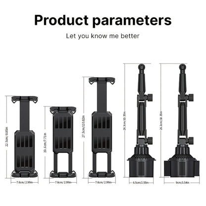 Car Phone Holder Cup Mount - Adjustable 4-13 Inch Device Stand, Universal Vehicle Cup Holder Phone Mount, Stable Grip for Safe Driving, TP08 Water Cup Style Bracket