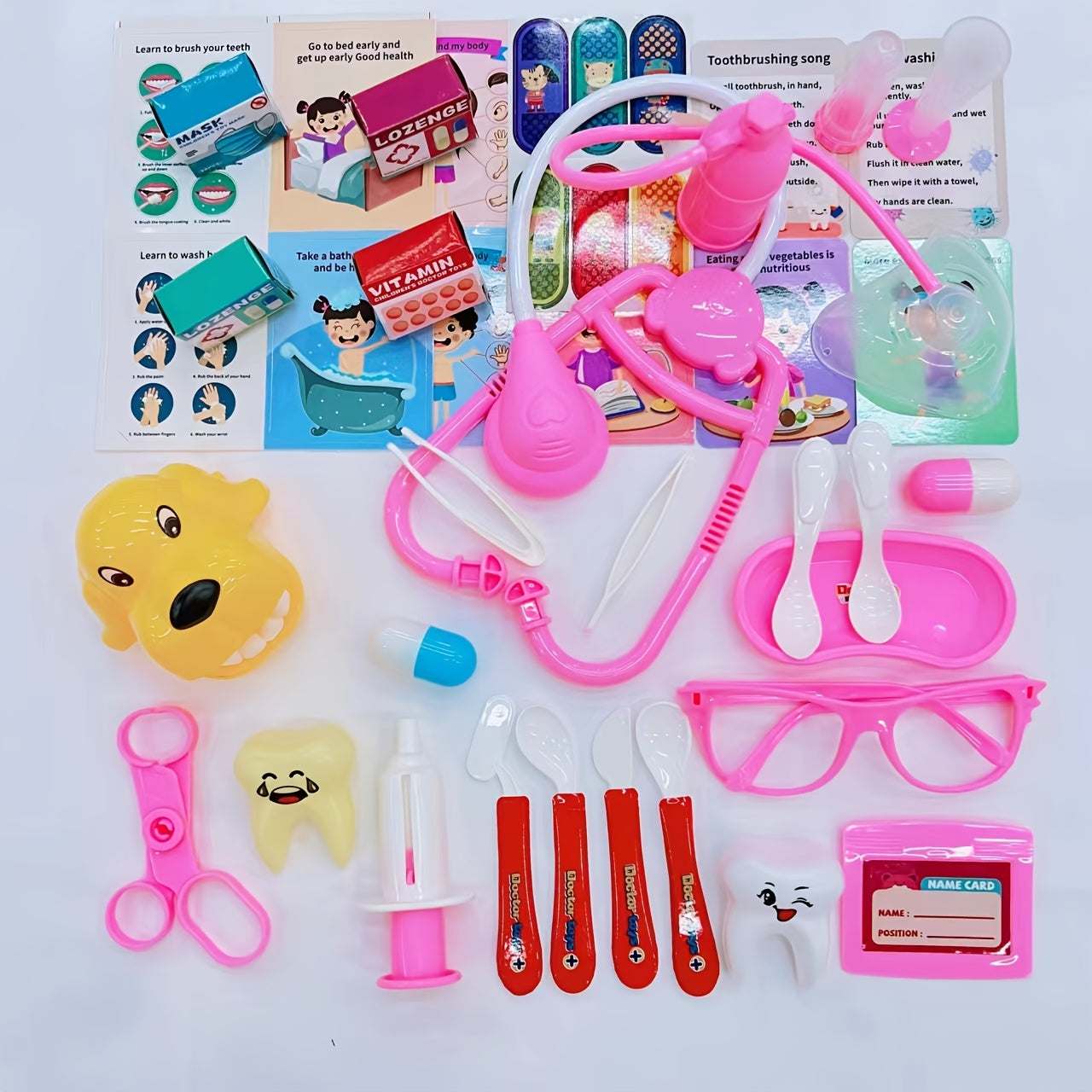 Pink Doctor Pretend Play Toy Set 40pcs for Girls – Simulation Nurse Kit with Stethoscope Injection Dental Tools – Halloween Christmas Birthday Gift for Kids Ages 3+