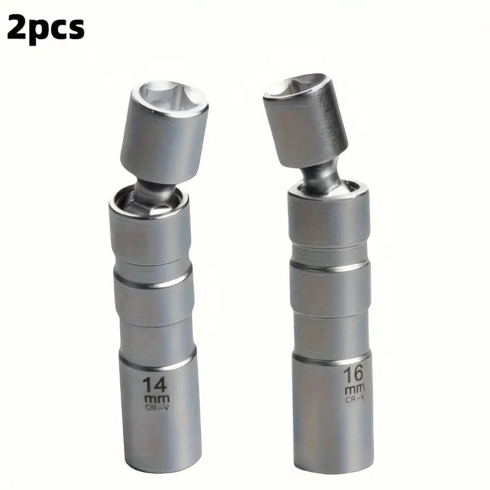 Magnetic Spark Plug Socket Set 14mm 16mm with 3/8" Drive Alloy Steel Ratchet Wrench 2-Piece Universal Spark Plug Removal Tool Kit for Car Truck Motorcycle