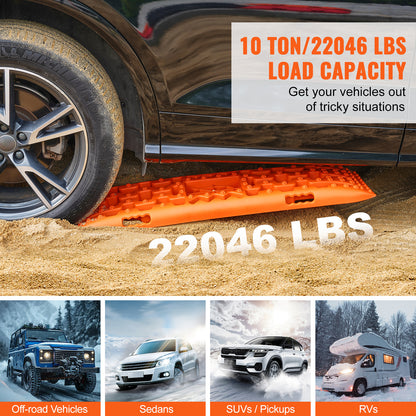 Traction Boards 2-Pack – 10-Ton Off-Road Vehicle Recovery Boards for Mud, Sand & Snow, High-Strength PP with Pull Straps & Storage Bag for SUV, Truck & RV