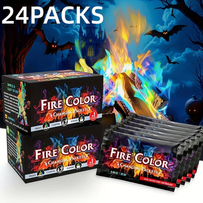 Fire Color Changing Packets 12/24pcs – Magic Colorful Flame Packets for Campfire, Fire Pit, Bonfire & Outdoor Fireplace, Fun Camping Accessories for Adults & Families