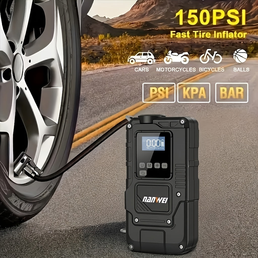 NANWEI Portable Emergency Jump Starter with Air Pump, Portable Peak Current Car Battery Jump Starter, Suitable for 12V (2.11gal Gasoline/1.72G Diesel) Cars, with USB Input/Output, LED Emergency Lighting, Car Additions Tools, And Wireless Car Air Pump