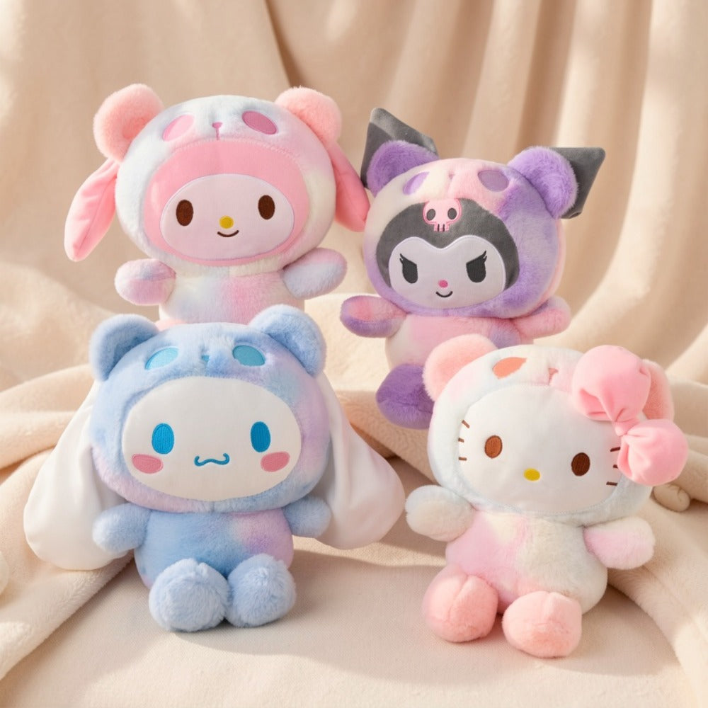 Sanrio Tie Dye Plush Set of 5 – Kawaii Hello Kitty Kuromi My Melody Cinnamoroll Gudetama Stuffed Animals, Room Decor & Birthday Holiday Gift for Girls