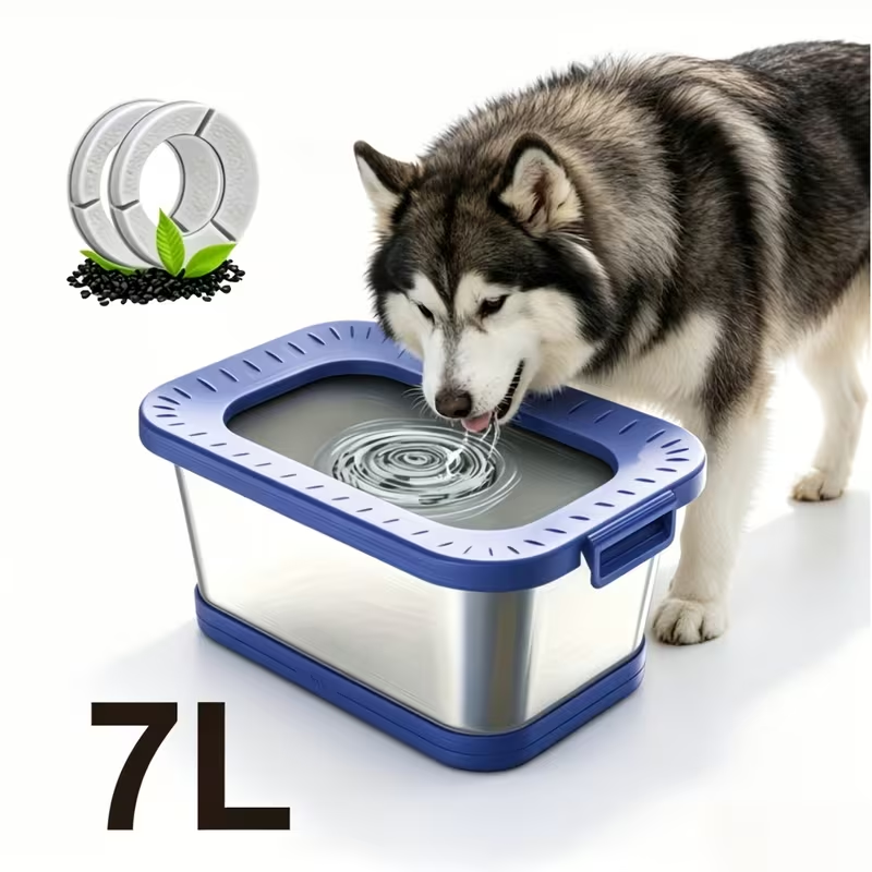 Stainless Steel Dog Water Bowl No Spill 7L XXL with Anti-Splash Mat - Spill-Proof Slow Feeder for Messy Drinkers, Heavy Duty Large Pet Bowl for Indoor & Outdoor Use, Multiple Colors