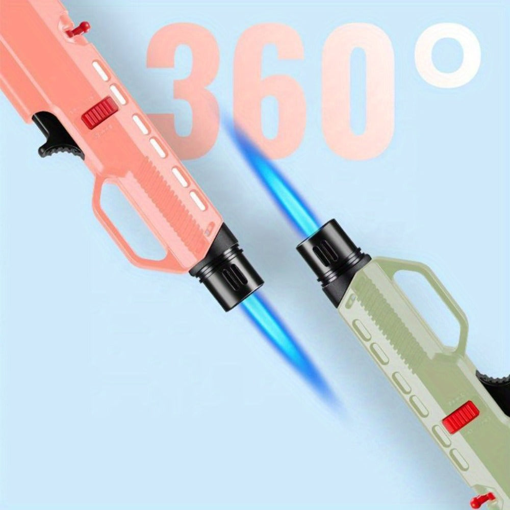 1300° Outdoor Windproof Torch Lighter Blue Flame with Safety Lock & Non-Slip Grip - Refillable for Candles, BBQ, Fireplace & Camping | 2 Colors | Butane Not Included