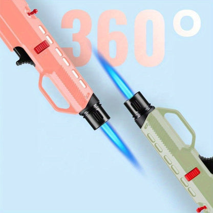 1300° Outdoor Windproof Torch Lighter Blue Flame with Safety Lock & Non-Slip Grip - Refillable for Candles, BBQ, Fireplace & Camping | 2 Colors | Butane Not Included