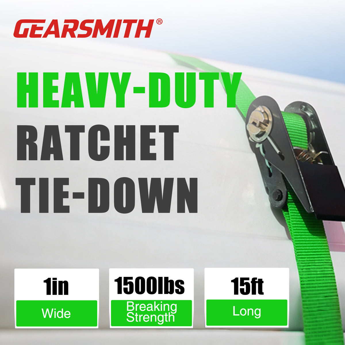 4-Pack Ratchet Tie Down Straps with 4 Soft Loops – 15FT, 1500 lbs Breaking Strength, Heavy Duty for Moving, Motorcycle, Lawn Gear, Multi-Color (Orange, Blue, Camo, Green, Red, Yellow)