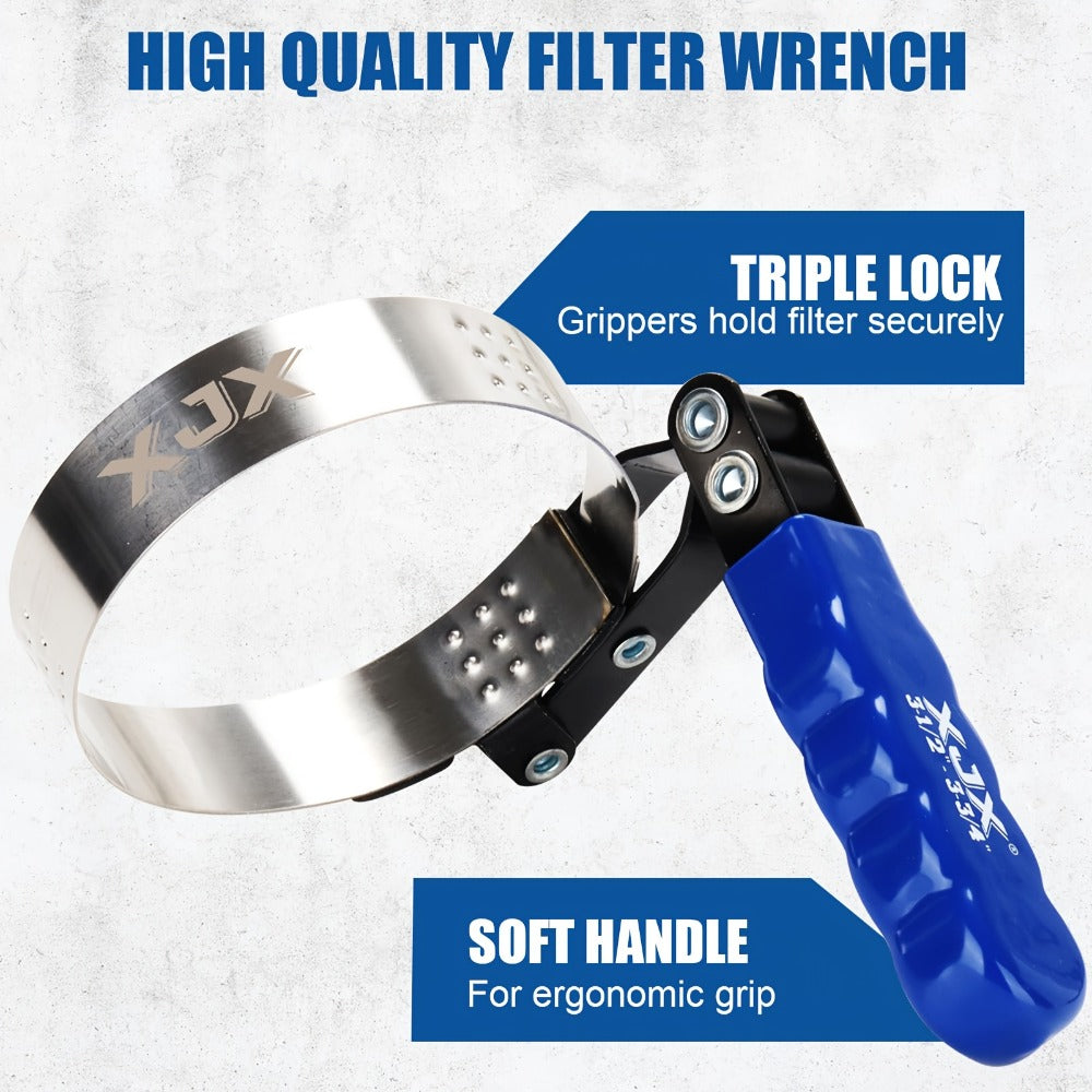 Oil Filter Wrench Set 7 Pcs – Swivel Oil Filter Removal Tool 2-3/8" to 5-1/4" (60-133mm), 12" Adjustable Pliers with 1/2" to 3/8" Adapter & Storage Case for Car & Truck Oil Change