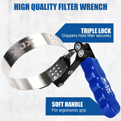 Oil Filter Wrench Set 7 Pcs – Swivel Oil Filter Removal Tool 2-3/8" to 5-1/4" (60-133mm), 12" Adjustable Pliers with 1/2" to 3/8" Adapter & Storage Case for Car & Truck Oil Change