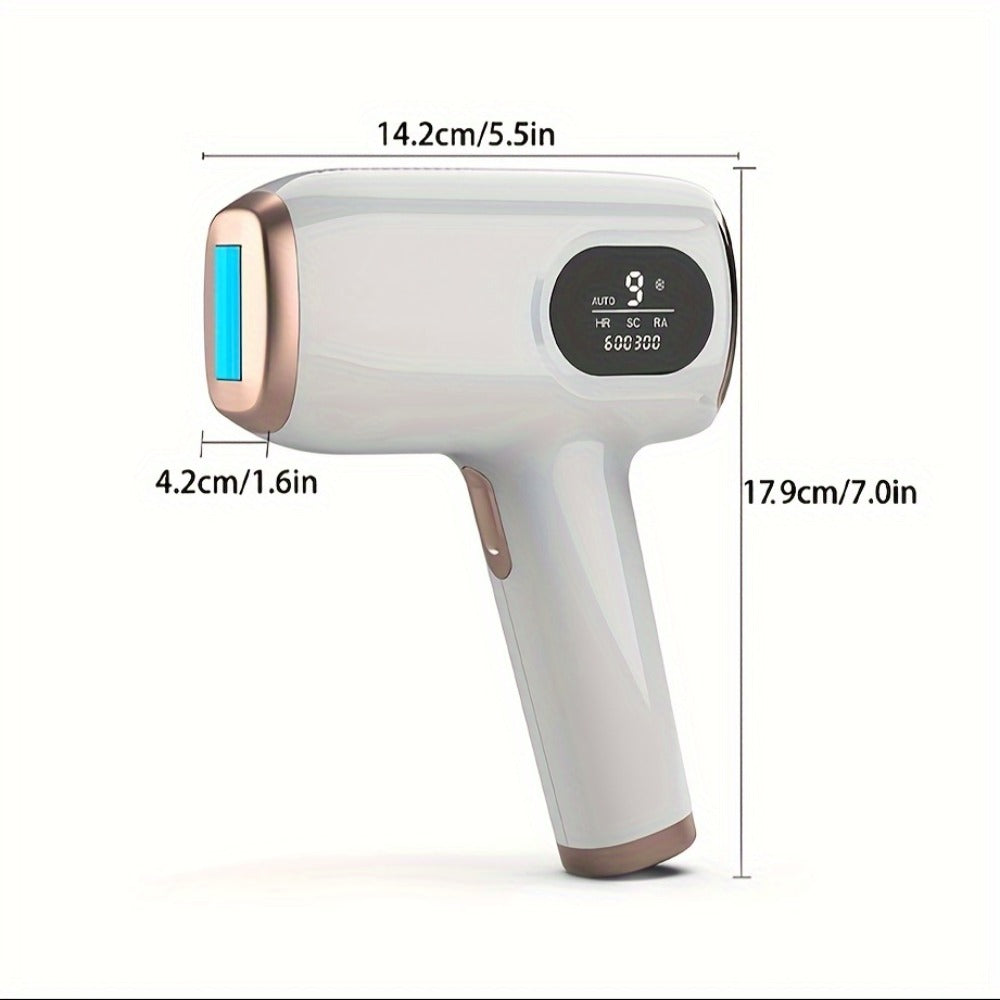IPL Hair Removal Device Ice Cooling 999,900 Flashes — Painless Permanent Hair Remover for Women & Men, 9 Adjustable Levels Auto & Manual Modes, LCD Display, Legs Arms Armpits Bikini Face