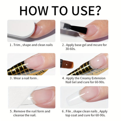 Nail Extension Gel Kit 3pcs 100g Clear Creamy Building Gel Hard Construction Gel for Nail Strengthening Lengthening and Manicure UV LED Nail Builder Gel Set Salon and Home Use