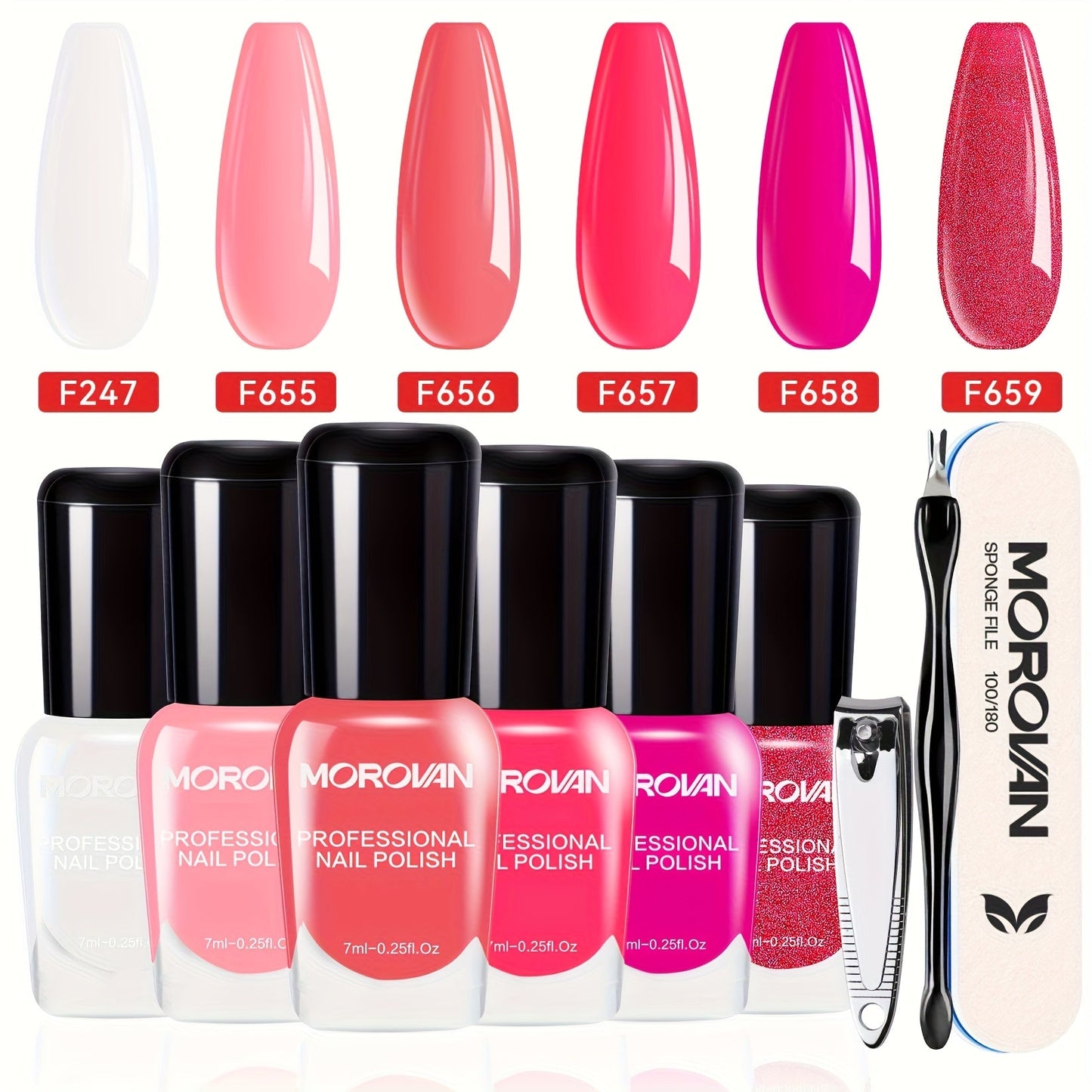 Nail Polish Set 6 Colors Quick Dry Long-Lasting – Hot Pink, Rose Red, Lilac Purple, Nude Pink, Lavender & Violet High Gloss 0.25oz, Chip-Resistant Nail Polish Gift Set for Women Teens Girls