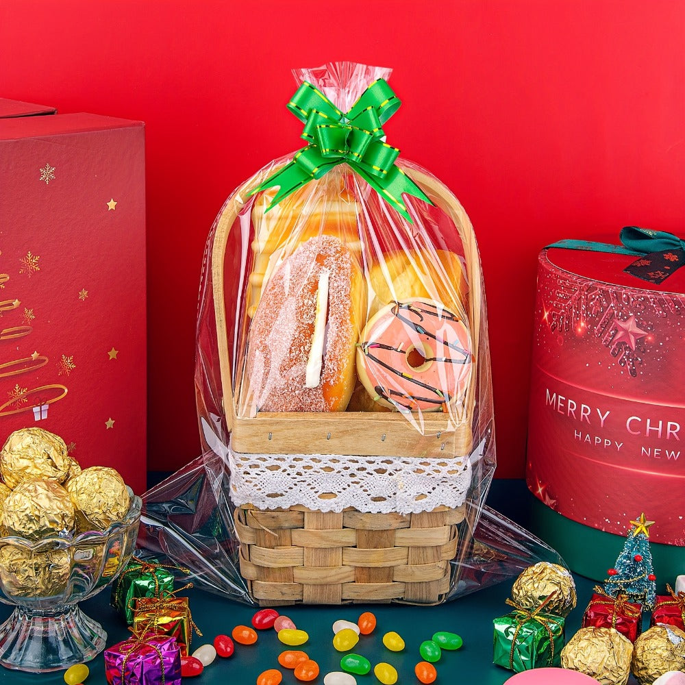 Cellophane Bags 50-Pack Large 18x30 Inch Transparent Gift Basket Wrap Bags – Clear Cellophane Wrapping for Christmas, Holidays & Gift Packaging