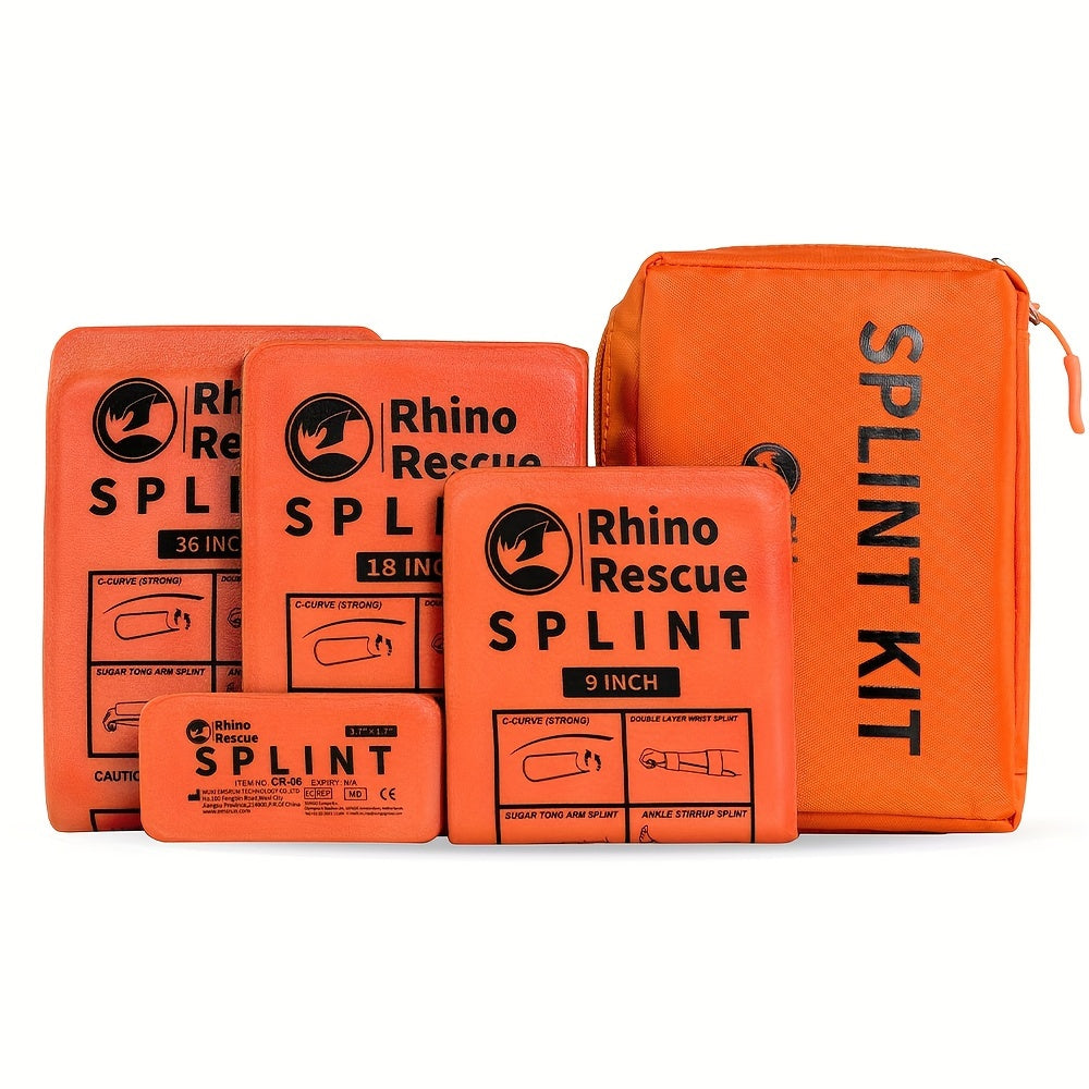 Emergency Splint Set 4pcs – Rollable First Aid Splints in 4 Sizes (36", 18", 9", 4"), Lightweight Compact Medical Splint for Outdoor Survival Camping Hiking Emergency Kit, Orange