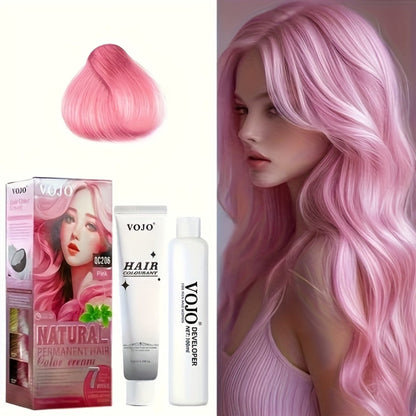 Permanent Hair Dye Kit 12 Vibrant Colors with Developer & Applicator Tools Bleach Blonde Ash Grey Ocean Blue Brown Purple Pink Red Golden Black Long-Lasting DIY At-Home Hair Color Cream Set Women