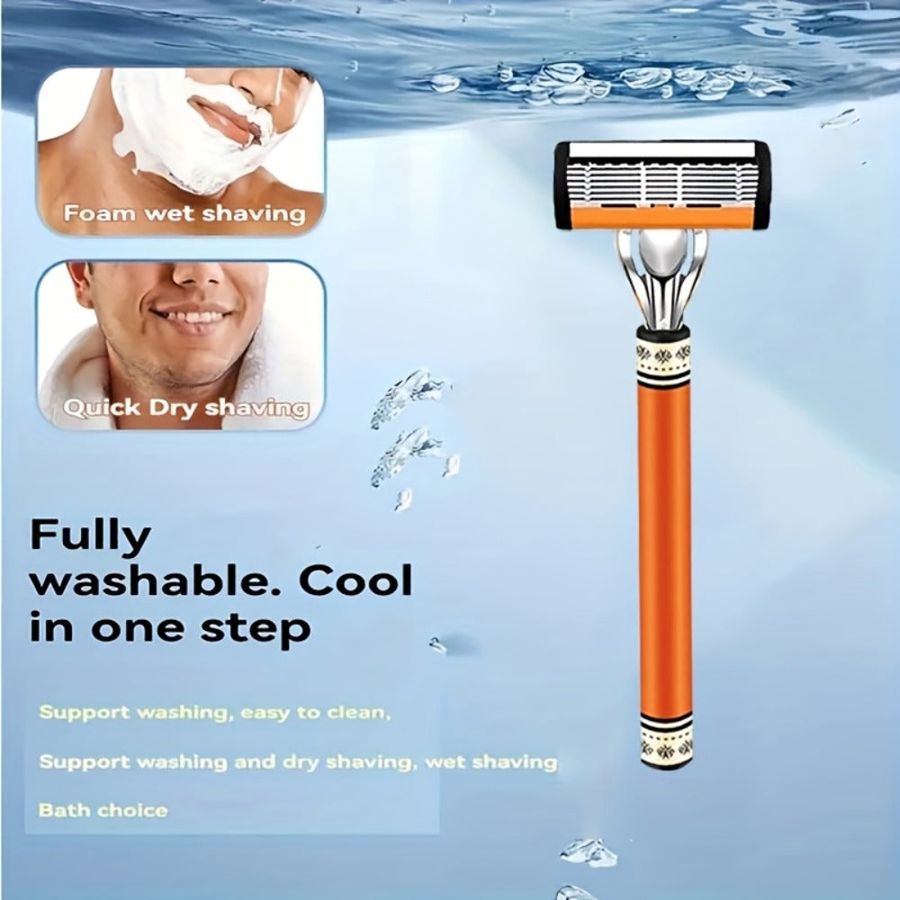 Double Edge Safety Razor Set for Men with 2 Handles & Stainless Steel Replacement Blades — Barber-Quality Close Shave Manual Shaving Kit, Reusable Eco-Friendly Razor, 24/36/54/72 Blade Options