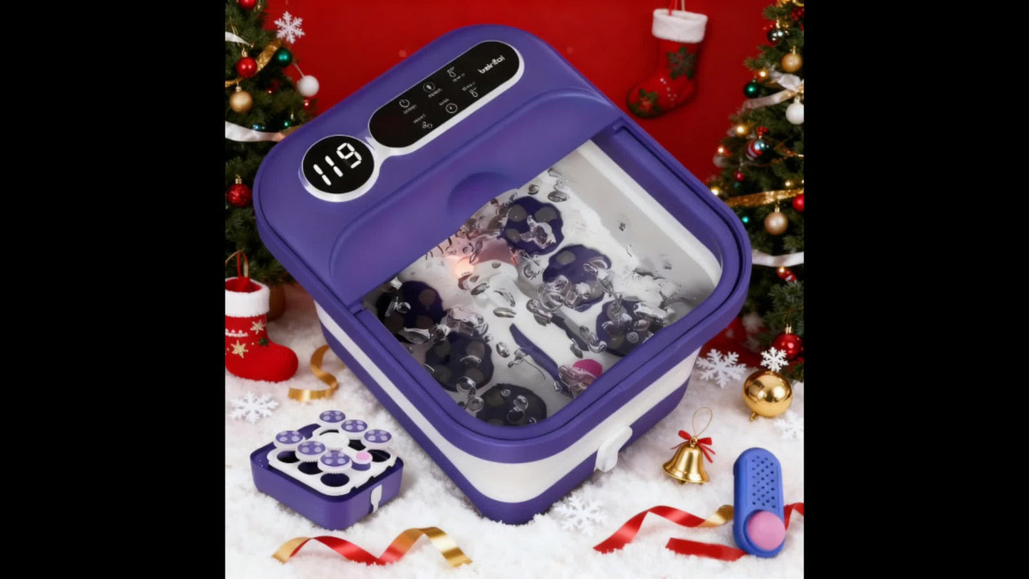Foot Spa Bath Massager with Heat and Bubbles – Foldable Electric Foot Soak Tub with Automatic Heating, Bubble Massage, Relaxation Therapy for Home Use