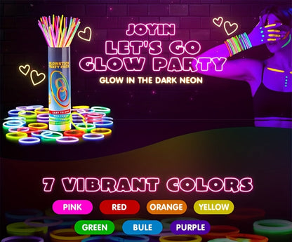 144-Piece Glow Sticks Bulk Pack 8 Inch – 7 Colors Glow in the Dark Bracelets & Necklaces for Halloween Christmas New Year Party Supplies Favors Concerts Festivals