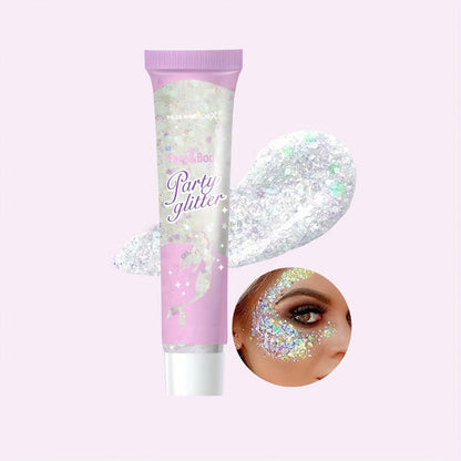 Holographic Glitter Gel Set 10 Colors Cosmetic Grade Face Body Makeup - Festival Rave Cosplay Anime Halloween Party Shimmer Skin Safe Easy Apply Remove