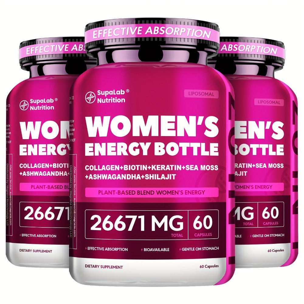 Sea Moss & Ashwagandha Women's Energy Supplement 20-in-1 with Shilajit - Hormonal Balance, Focus, Sleep & Daily Vitality Capsules for Women - Energize by Day, Restore by Night Formula