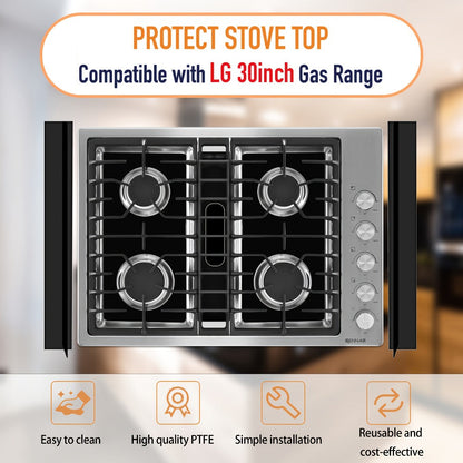 Gas Stove Burner Cover Mat Non-Stick Reusable Washable Stove Top Protector for LG 30-Inch Gas Stove – Oil-Resistant High-Temp Safe, Trimmable 5-Hole Design, Keeps Stove Clean & Scratch-Free