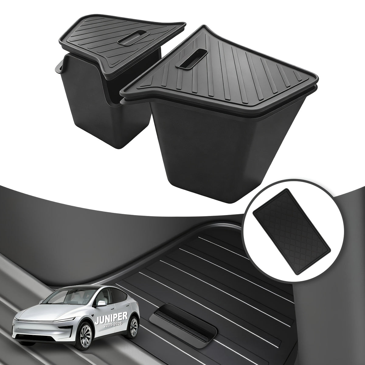 TPE for TESLA Model Y Trunk Storage Bin With Lids | Perfect For 2025-2026 Juniper Rear Cargo Container| Scratch-Resistant Trunk Organizer For Tesla Model Y Accessories| Model Y Juniper Accessories