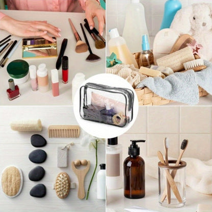 Clear PVC Makeup Bag Set 10 Pcs Transparent Waterproof Cosmetic Bags Reinforced Zipper TSA Approved Travel Toiletry Organizer See-Through Beauty Pouch Black