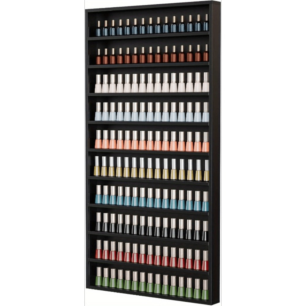 Wall Mount Nail Polish Rack Organizer 6 or 10 Tier with Acrylic Baffle Salon Display Shelf for Gel Polish Storage Nail Studio Home Spa Vanity Black White Pink