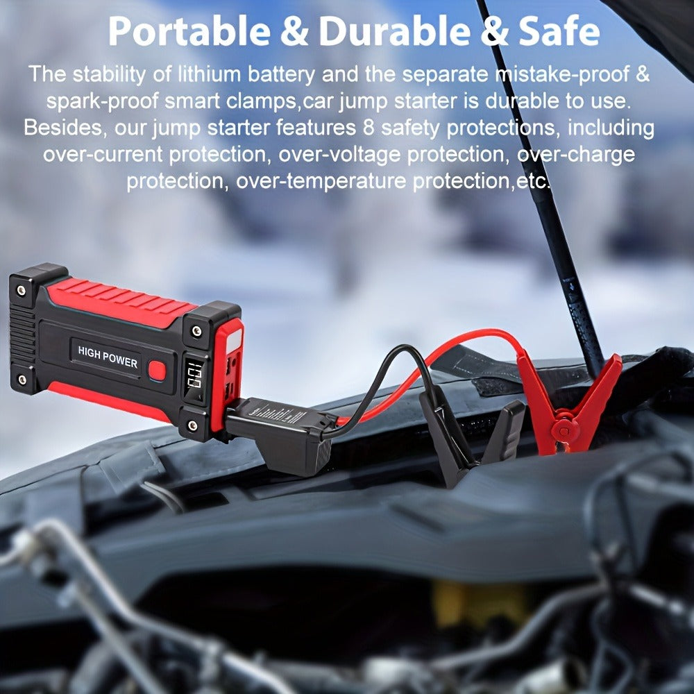 Jump Starter Power Bank 1600A–3000A – 12V Car Battery Booster, USB-C Fast Charge, LED Flashlight, MCU Precision Control, Works at -20°C