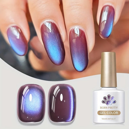 Cat Eye Gel Polish Set 4pcs Hyacinth Purple Jelly Glass — Magnetic Soak-Off UV LED Gel Nail Polish Shiny Reflective Finish for Salon & Home Nail Art Women, 10ml Each Bottle