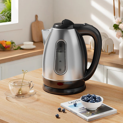 Electric Kettle 1200W Fast Boiling 1.8L Stainless Steel BPA-Free Auto Shut-Off Boil-Dry Protection 360 Swivel Base for Coffee Tea Kitchen Camping Office Home
