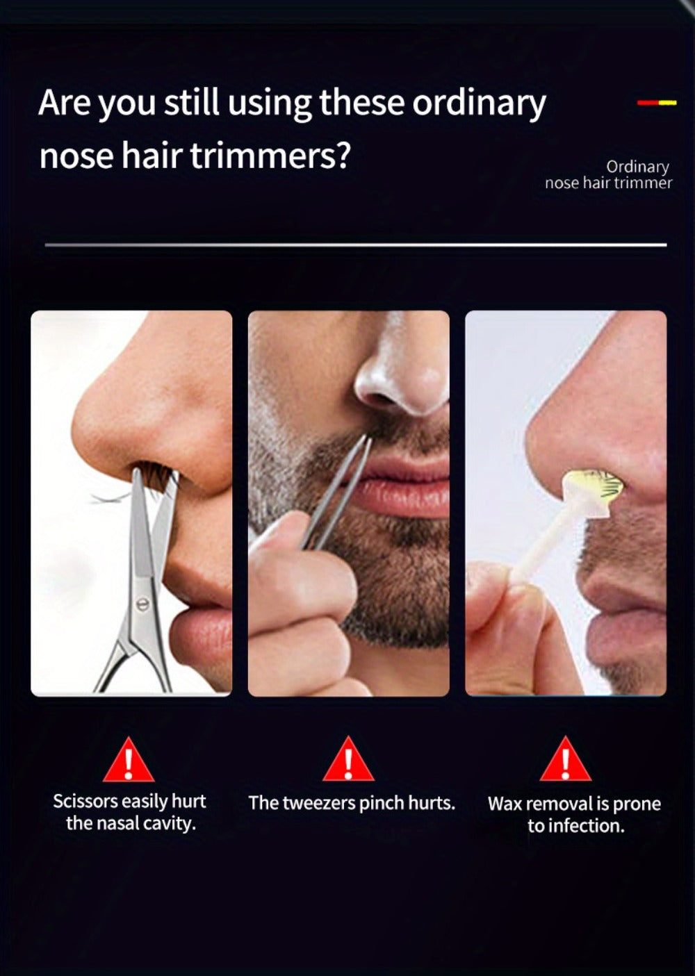 Nose Hair Trimmer Electric Painless 3-in-1 USB Rechargeable with LED Display – Trims Nose Ear Hair Eyebrows Waterproof Grooming Device for Men Women