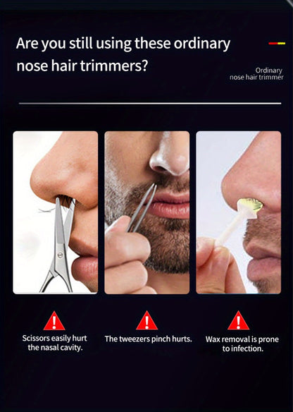 Nose Hair Trimmer Electric Painless 3-in-1 USB Rechargeable with LED Display – Trims Nose Ear Hair Eyebrows Waterproof Grooming Device for Men Women