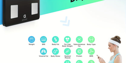 Smart Body Scale 14-in-1 – Body Fat Scale with BMI, Muscle Mass & 14 Health Metrics, Wireless Bluetooth App Sync, Auto Recognition, 500 lb Capacity, HD LED Display for Home & Gym Use