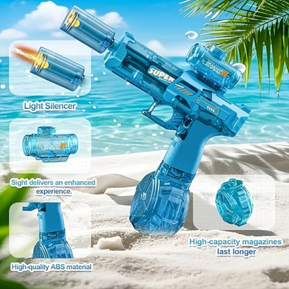 Electric Water Gun High Pressure Automatic Squirt Blaster with LED Flash & USB-C Rechargeable – 40ft Long Range Rapid Fire for Kids Teens Adults, Pool Beach Backyard Summer Outdoor Toy Gift