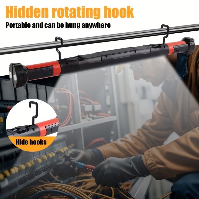 2 Sets Of Work Light Rechargeable Under-hood LED Work Light Magnetic Camping Lights 4 Modes LED Emergency Work Light with Red Warning. Suitable for Vehicle Maintenance, Inspection, Emergency Workshop