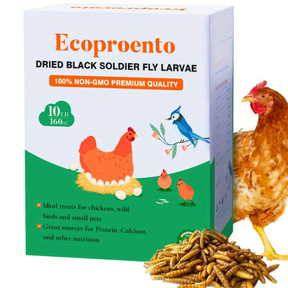 Non-GMO Dried Black Soldier Fly Larvae 5LB & 10LB - 85X More Calcium Than Mealworms, High Protein BSFL Treats for Chickens, Ducks, Wild Birds & Turtles