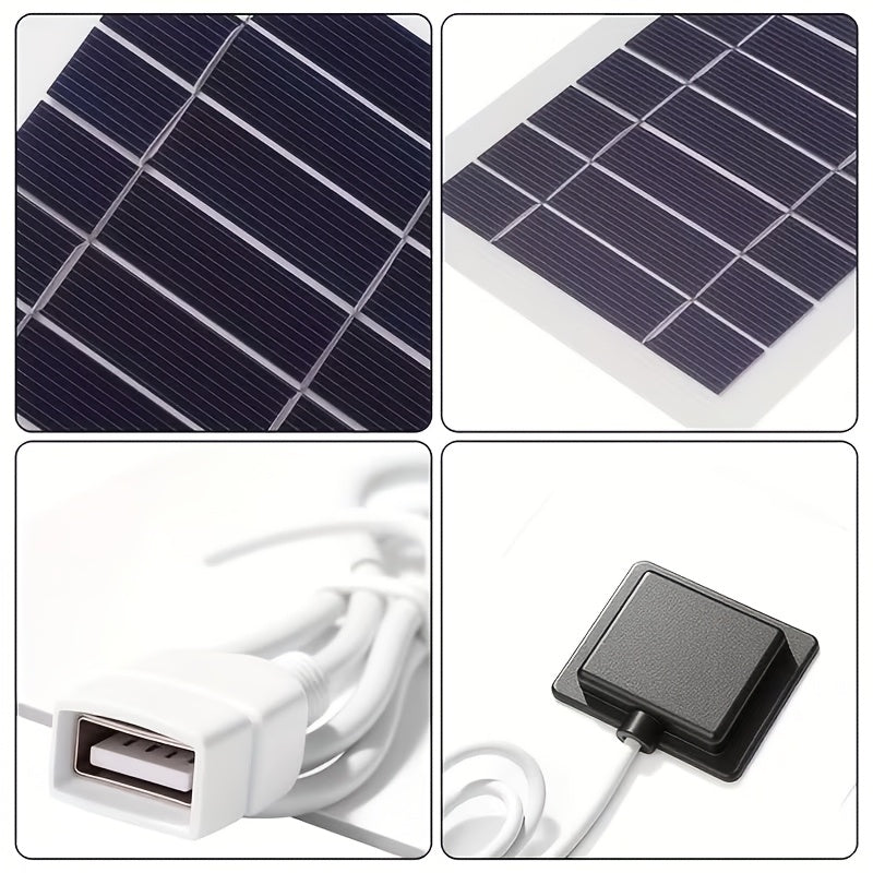 2pcs Set Solar Panel Phone Charger with USB Interface, Outdoor Flexible Photovoltaic Panel with Cable, Small Power Generation Board