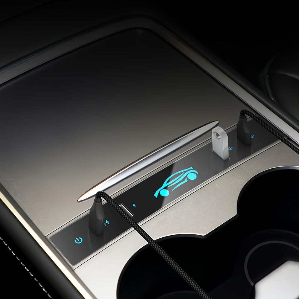 USB Hub Chargers Are Offered for The for Tesla Model Y from 2021 to 2024 And The Model 3 from 2021 to 2023. These 27W Fast Charging USB Hubs Feature Four Ports And Are Compatible with The for Tesla Model Y Accessory for 2024. (They Are Not Compatibl