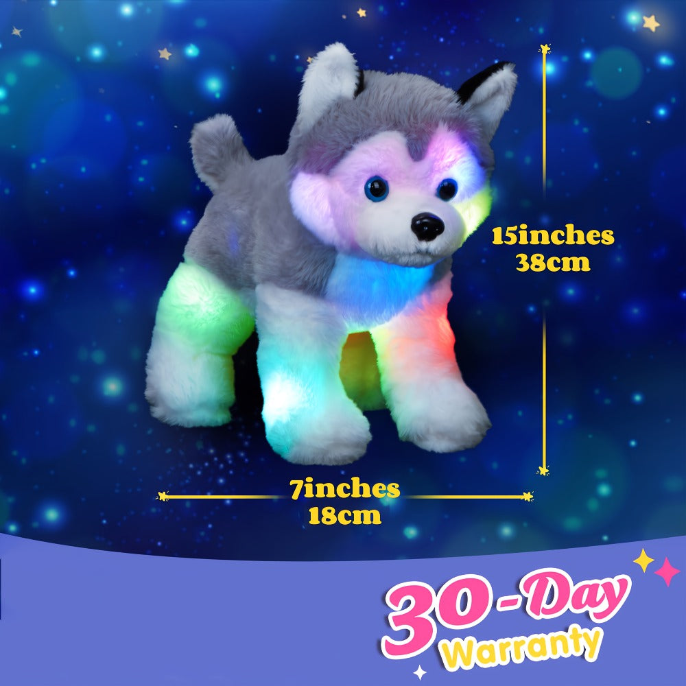 Musical Glowing Husky Puppy Plush Toy 12 Inch – Soft Dog Stuffed Animal with Light-Up Night Light & Lullaby Music, Cozy Bedtime Gift for Toddlers Kids Boys Girls Birthday Valentine Christmas