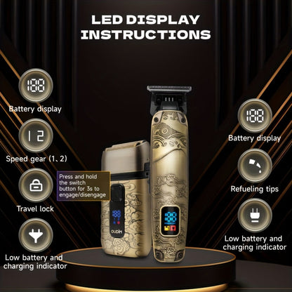 Cordless Electric Foil Shaver Grooming Kit for Men with Barber Shears Beard Mustache Trimmer Bald Head Razor Haircutting Set Father's Day Birthday Gift for Dad Husband